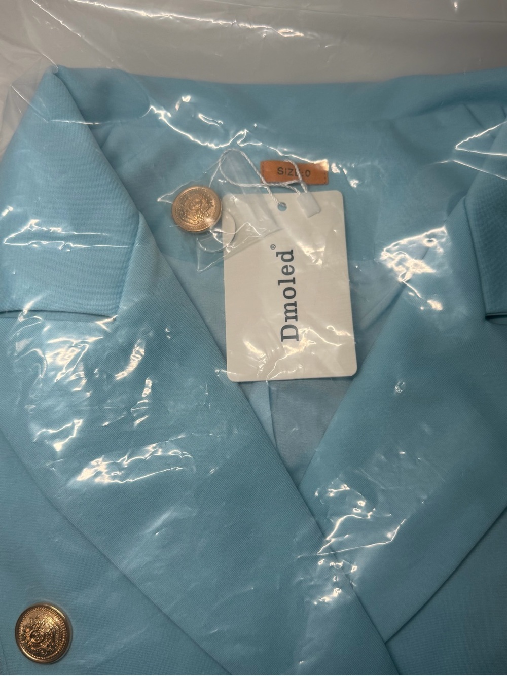 Tailored Sleeveless Light Blue Double-Breasted Pantsuit - Picture 7 of 15
